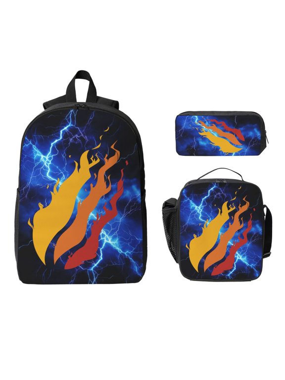 Pre-ston Playzs 3 Pcs Backpack Set With Lunch Bag And Pencil Case Casual Bookbag Lunch Box Pencil Box