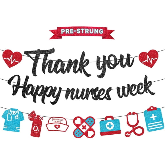 Pre-strung Nurses Week Decorations 2026 Thank You Happy Nurses Week Banner Certified Nursing Home week Decorations Supplies