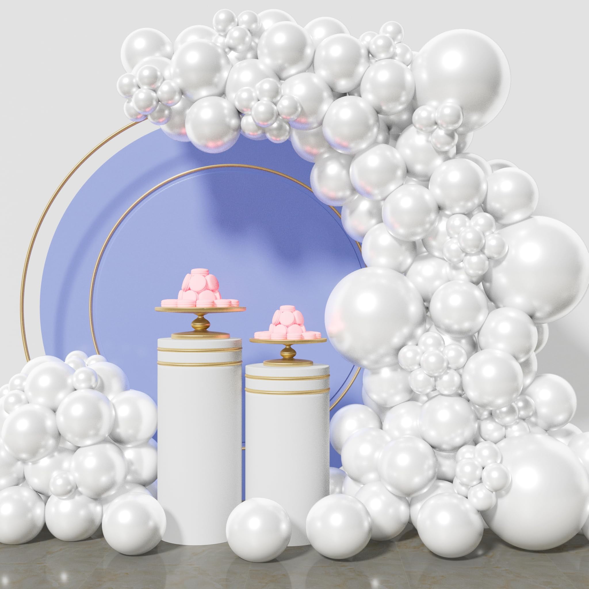 KAWKALSH Pearl White Balloons RRF12 Different Sizes for Garland Arch ...