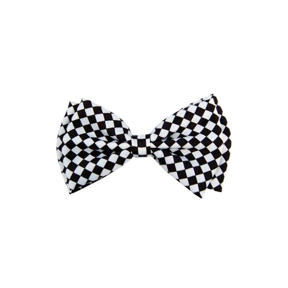 Pre-tied Bowtie - White and Black Checkered Print