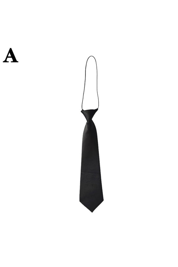 Pre-tied Ties for Kids Boys Children Solid Color Elastic Neck Strap Tie Necktie Formal Wedding Graduation School Uniforms D1J6