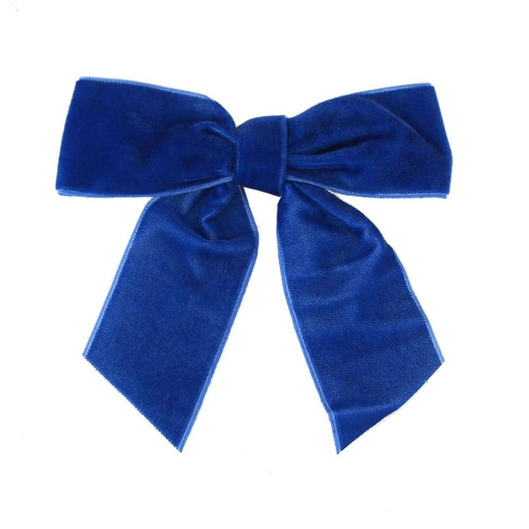 Hand tied Bows - Wired Indoor Outdoor Royal Blue Velvet Bow 8 Inch