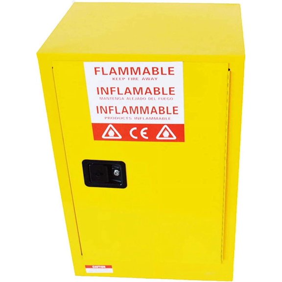 PreAsion 12 Gallon Yellow Safety Storage Cabinet for Flammable Liquid Steel Warning Label