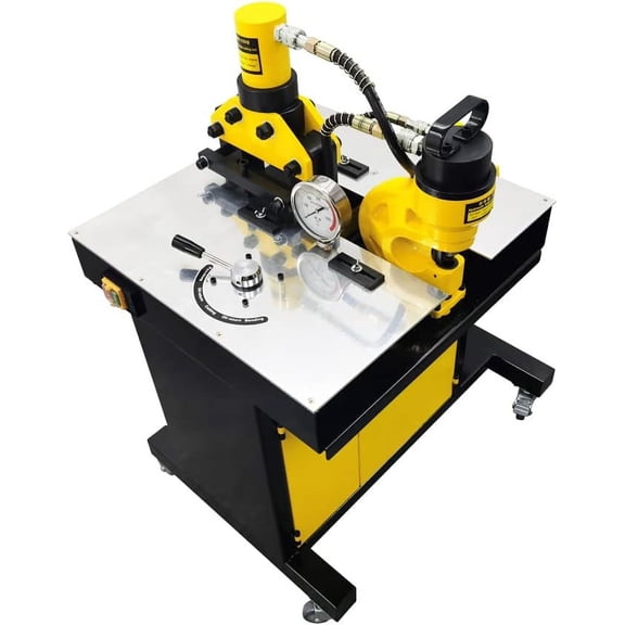 PreAsion 3 in 1 Electric Hydraulic Busbar Processor Cutter Bender Hole Puncher Multifunctional Punching and Bending Tool for Bus Wire Cutting 110V 900W