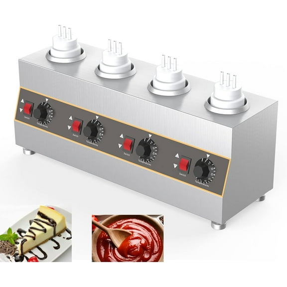 PreAsion 4 Pot Electric Cheese Sauce Warmer Jam Heat Preservation Machine 110V