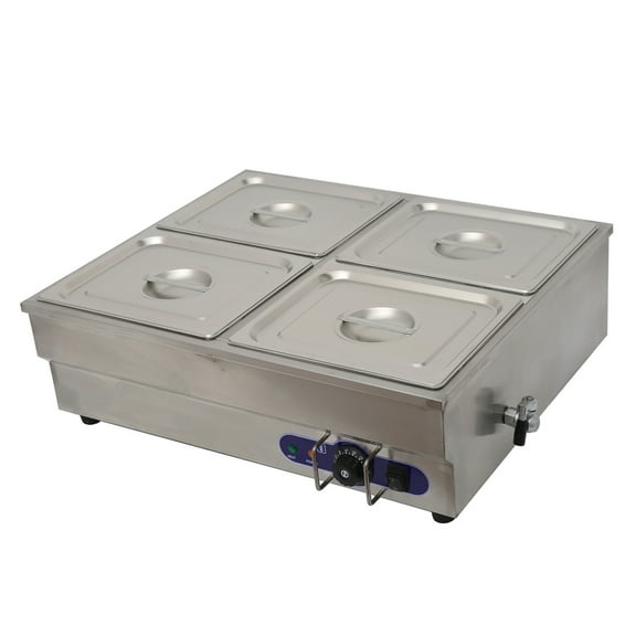 PreAsion 4-Well Buffet Food Warmer Restaurants Hotels Banquet Halls Food Steam Table Thermostat