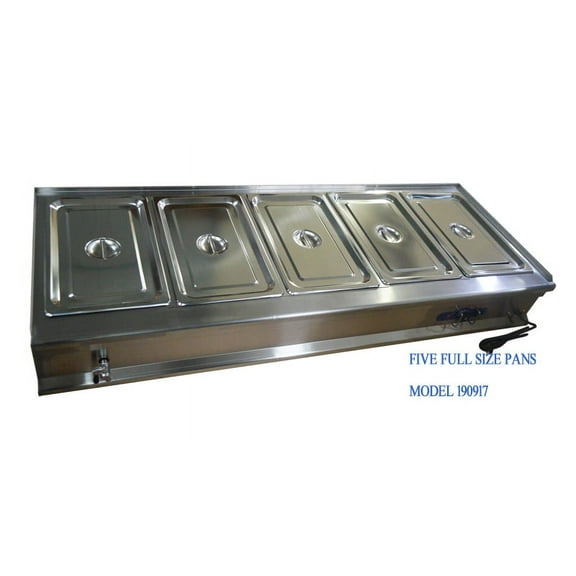 PreAsion 5-Pan Food Warmer Steamer Stove Canteen Buffet Steam Heater Table Stainless Steel
