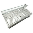 thumbnail image 1 of PreAsion 5-Pan Food Warmer Stove Bain-marie Canteen Buffet Steam Heater Table with Glass Guard, 1 of 9