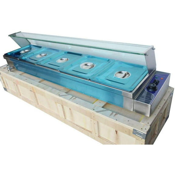 PreAsion 5-Well Buffet Food Warmer Steam Heater Thermostat Restaurants Hotels Banquet Halls