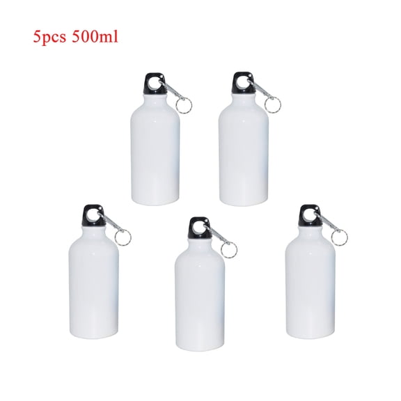 PreAsion 5pcs 500ml Water Bottle with Safe Lock Aluminium White
