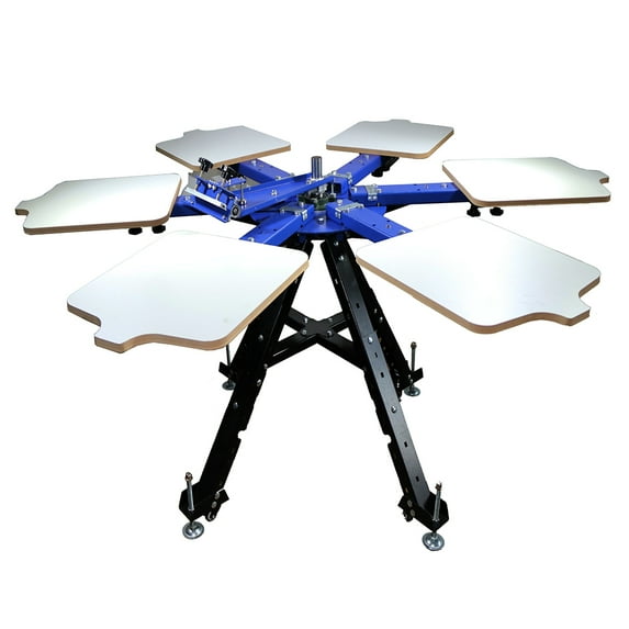 PreAsion 6 Station 1 Color Single Rotating Screen Printing Press Adjustable Height Silk Printer