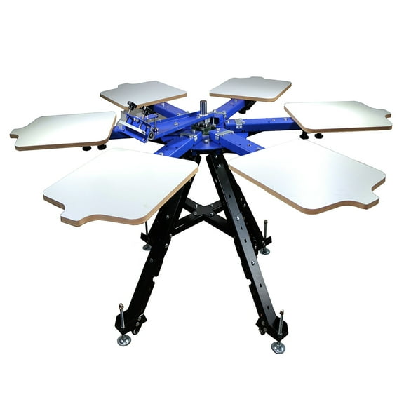 PreAsion 6 Station 1 Color Single Rotating Screen Printing Press Adjustable Height Silk Printer