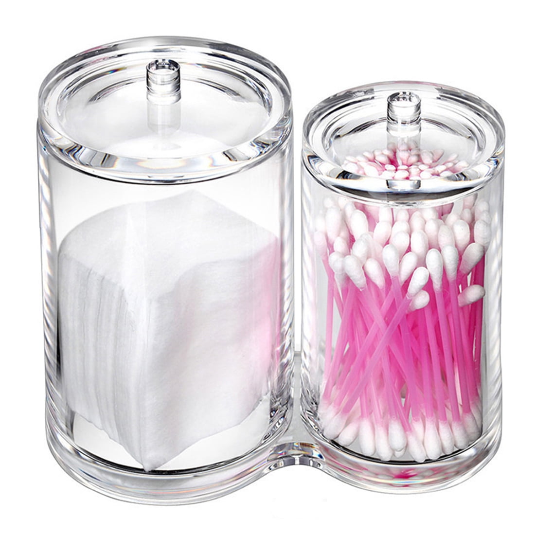 Clear Acrylic Dual Bin Cotton Swab and Pad Organizer