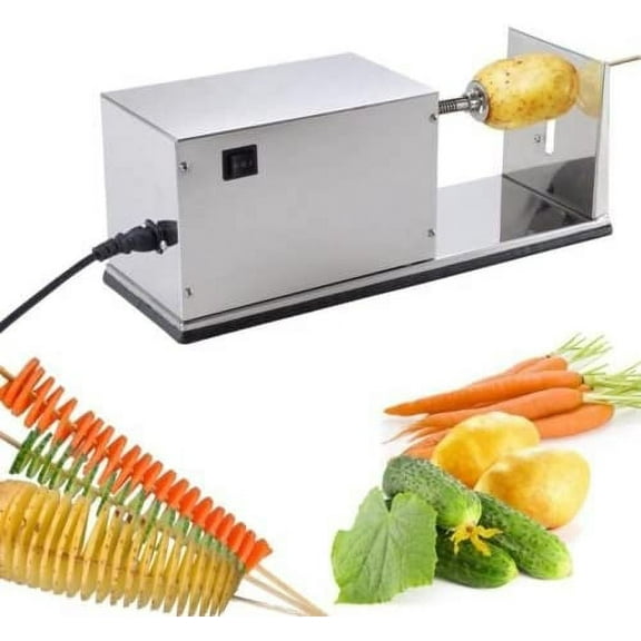 PreAsion Automatic Stretch Potato Slicer Electric Potato Tower Cutter Spiral Cutting Potato Chip Machine Vegetable Spiral Slicer 110v