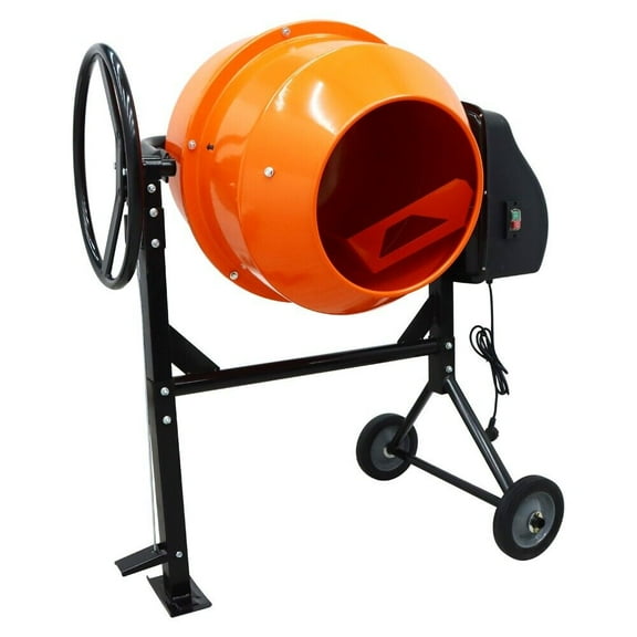 PreAsion Cement Mixer Concrete Mortar Steel Drum Mobile Horizontal Mortar Drum Mixer 205L 110V