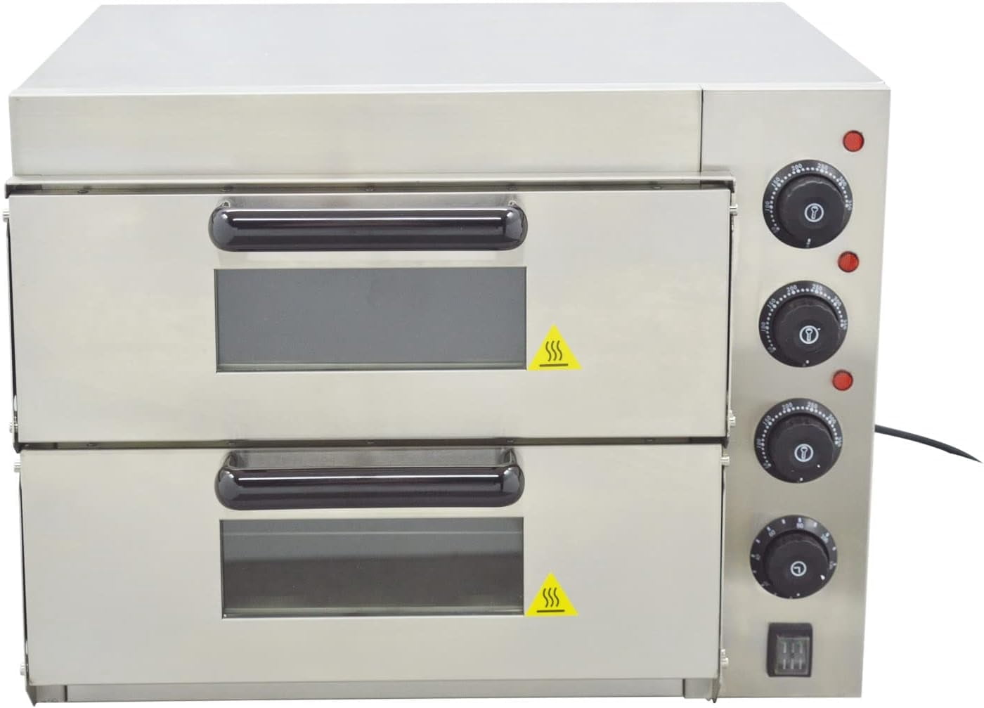PreAsion Commercial 16" Stainless Steel Double-decker Pizza Electric Oven with 3 Thermostats 110V 3KW