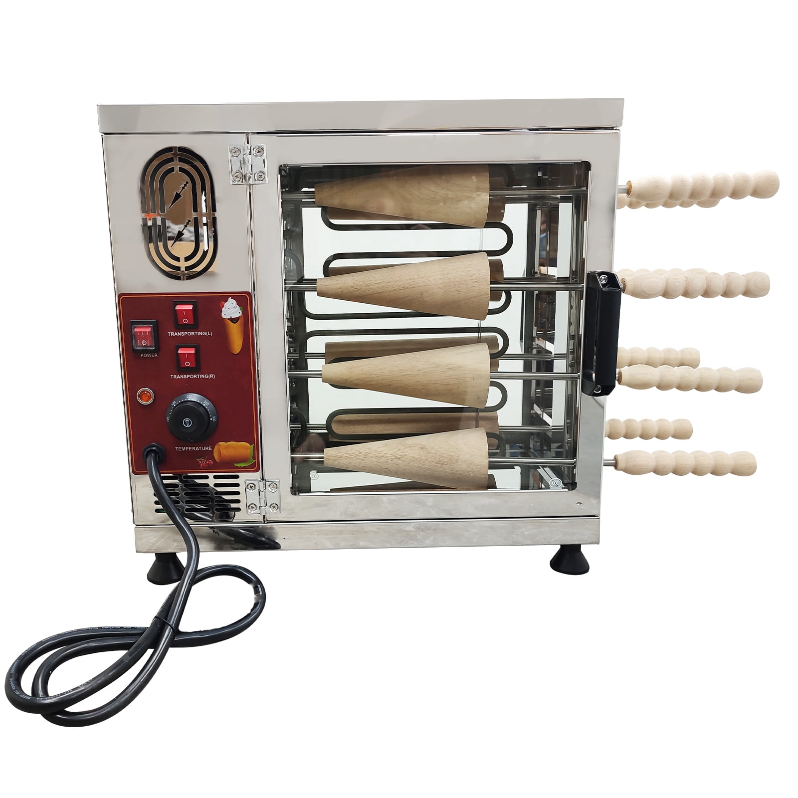 PreAsion Commercial Stainless Steel Electric Chimney Cake Bread Maker with 16 Roller Kurtos Kalacs Oven 110V