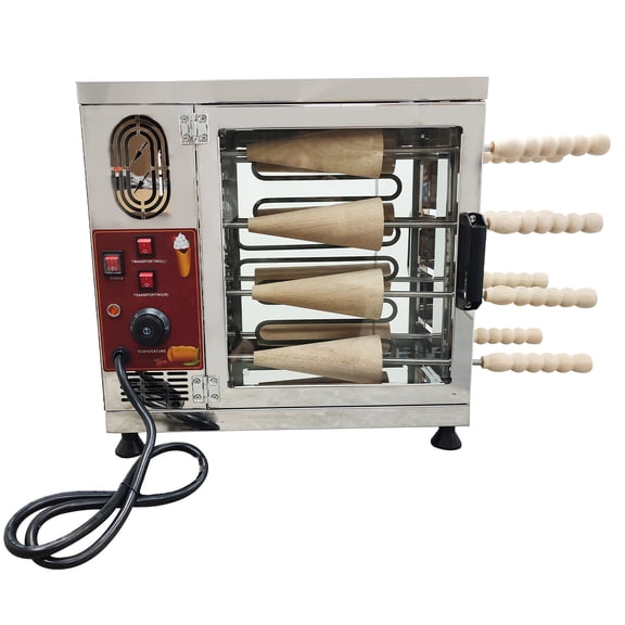 PreAsion Commercial Stainless Steel Electric Chimney Cake Bread Maker with 16 Roller Kurtos Kalacs Oven 110V