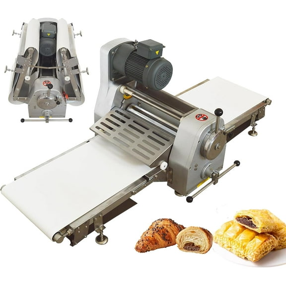 PreAsion Commercial Use Dough Sheeter 600mm Electric Table Top Folding Pastry Machine 23.6" 110V