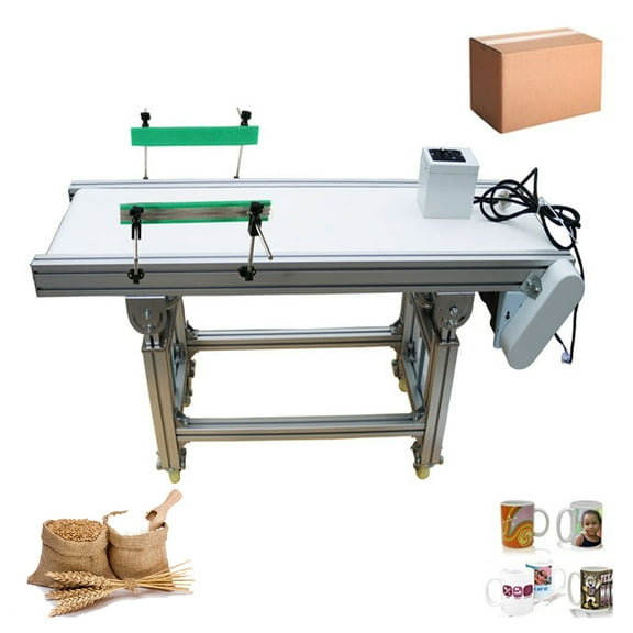 PreAsion Conveyor Without Bezel 59*11.8" White PVC Belt Conveyor Industrial Conveyor System Power Slider Bed