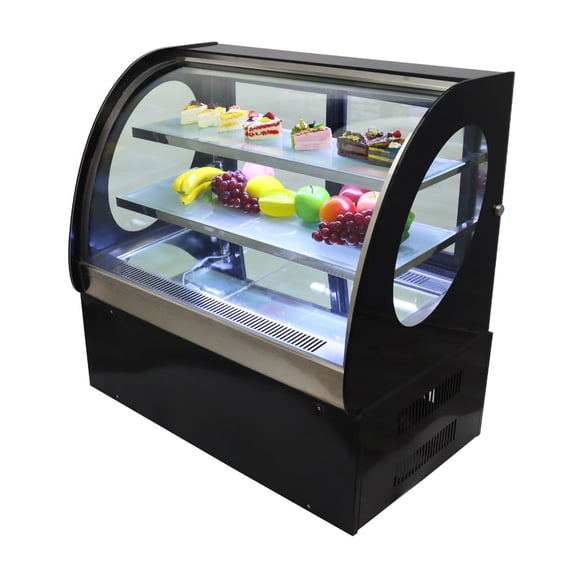 PreAsion Countertop Refrigerated Cake Showcase Bread Dessert Pie Curved Display Cabinet 220V