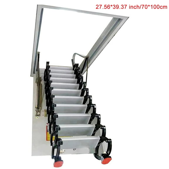 PreAsion Hidden Ceiling Attic Ladder 27.6*39.4inch White 10.5ft Al-mg Alloy