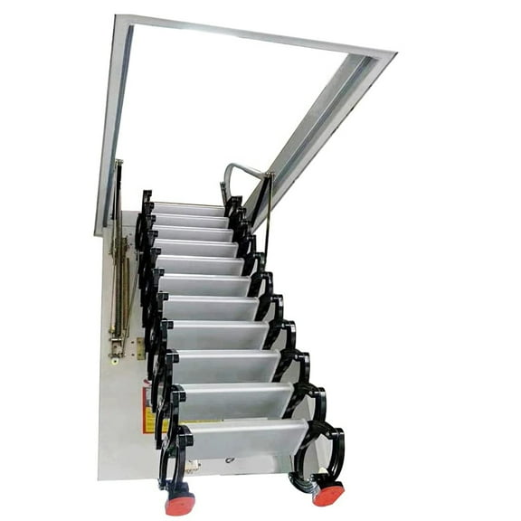 PreAsion Hidden Ceiling Attic Ladder 31.5*39.4inch White 10.5ft Al-mg Alloy