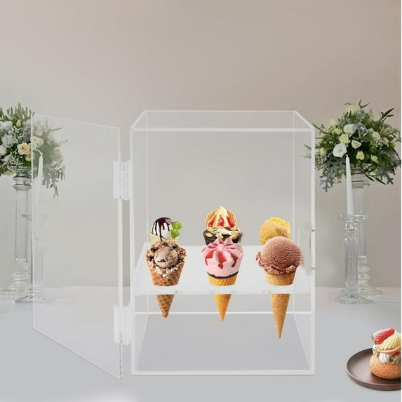 Ice Cream Cone Cabinet 9-Holes Clear Acrylic Waffle Egg Roll Cone Holder Display
