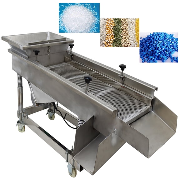 PreAsion Linear Vibrating Screen Stainless Steel Single Layer Shaker Screen with 6mm Mesh 220VJG50-150 Medium-Sized