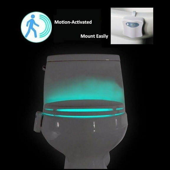 PreAsion Motion-Activated Toilet LED Night Light 16 Color Toilet Bathroom Wall Foot Induction Nightlight