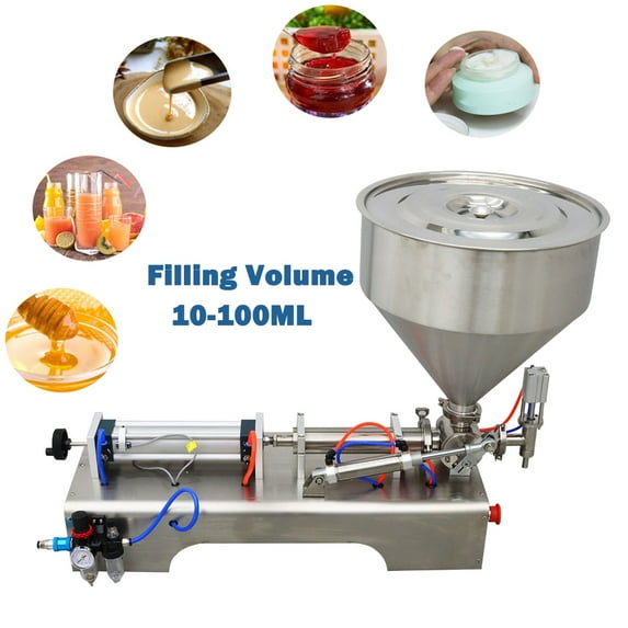PreAsion Paste Liquid Filling Machine 10-100ml Pneumatic Stainless Steel Piston Filler machine for Cosmetic Oil Honey Cream Shampoo Filling Single Nozzle