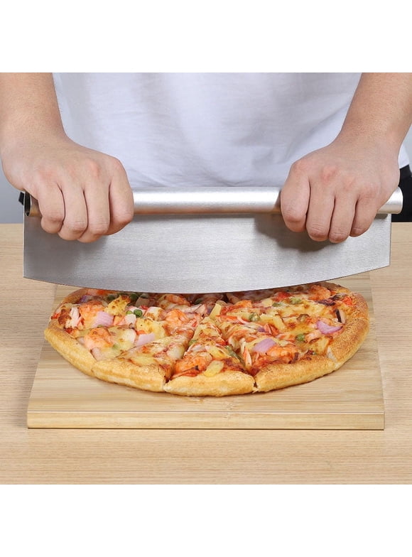 PreAsion Sharp Rocker Blade 14" Pizza Cutter Slicer with Protective Cover 430 Stainless Steel