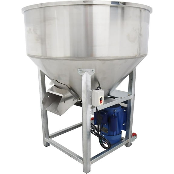 PreAsion Stainless Steel Feed Mixer Granular Plastic Grain Mixer Dry-wet Powder Mixer 200kg/440Lbs 110V