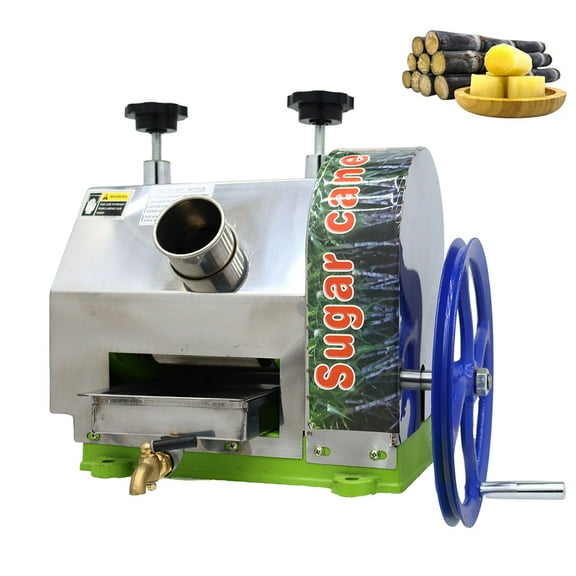 PreAsion Sugar Cane Pess Juicer Machine Manual Sugarcane Juice Extractor Stainless Steel Shell with 2 Knives