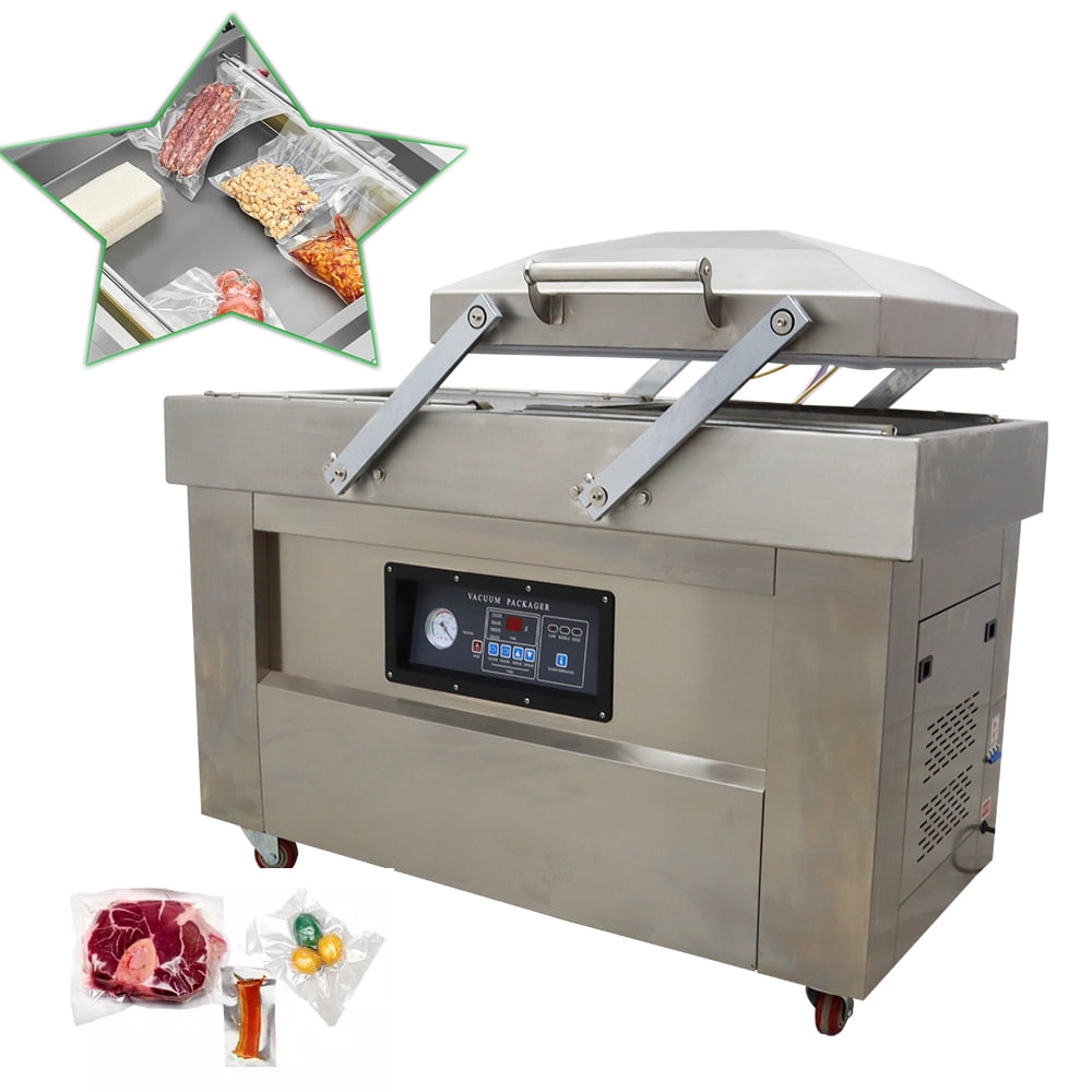 PreAsion Two Chamber Vacuum Sealer Stainless Steel Food Vacuum Packaging Machine for Mests Fruits and Vegetables Sealing 110V