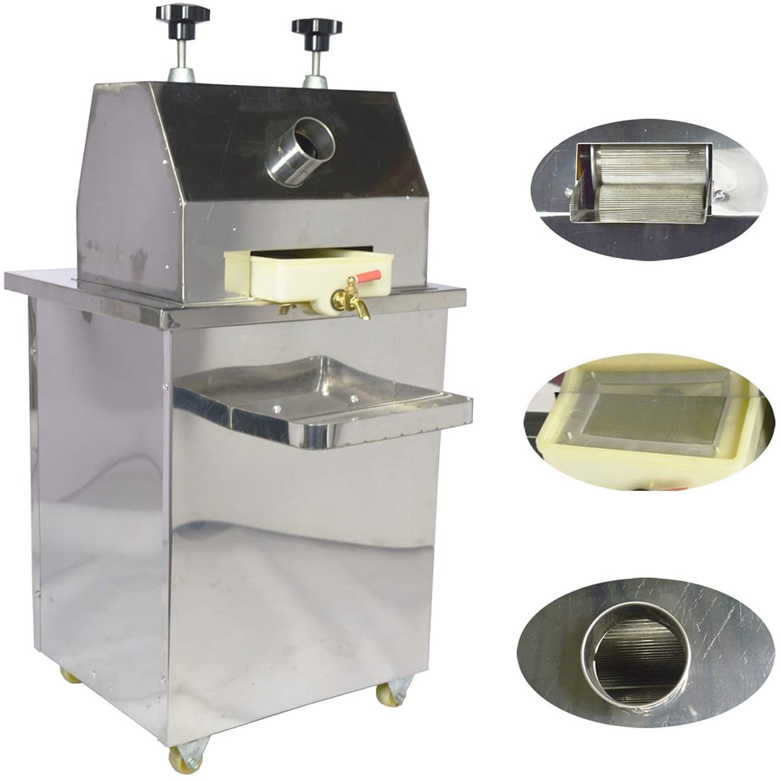 PreAsion Vertical Electric Sugar Cane Juicer Juice Press Extractor Silver 3 Roller