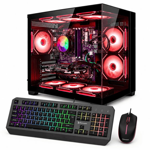 Pre-Built Gaming PC Desktop - i7-6700K GT 730 16GB RAM 512GB SSD + 1TB HDD WiFi 6 & Bluetooth 5.4, Windows 11, with Rbg Gaming Keyboard & Mouse