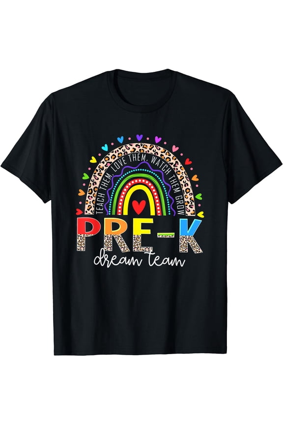 PreK Dream Team Leopard Rainbow Teacher Squad Back To School T-Shirt, Unisex T-Shirt