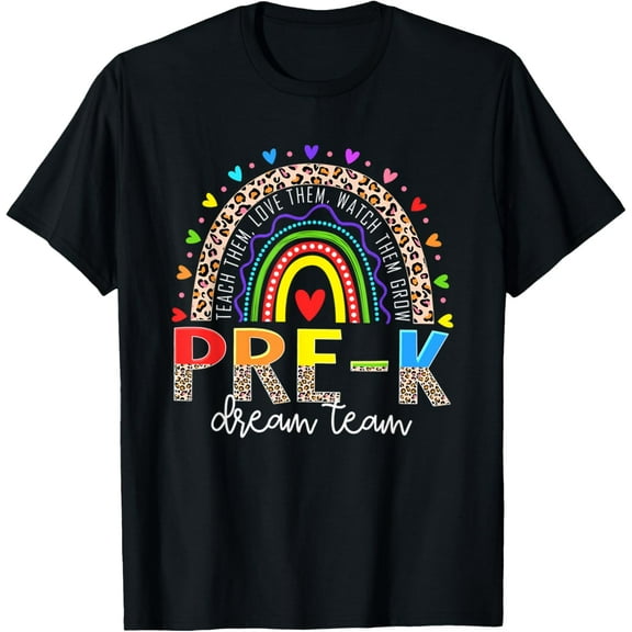 PreK Dream Team Leopard Rainbow Teacher Squad Back To School T-Shirt