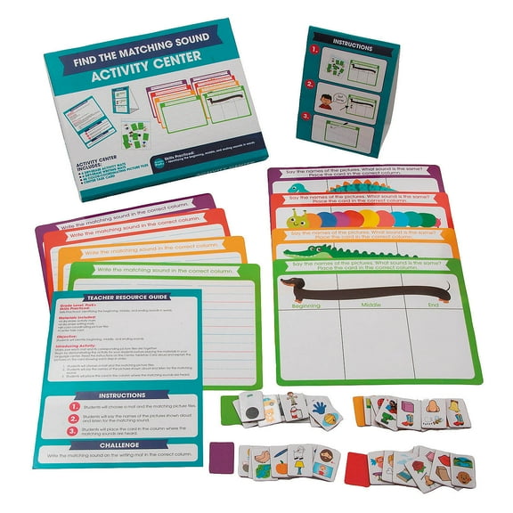 PreK ELA Matching Sound Educational Activity Classroom Center Kit - 18 Pc.