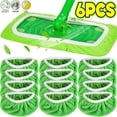 thumbnail image 1 of PrePat 1/3/6Pcs Sweeper Wet & Dry Cleaning Cloths Reusable Microfiber Mop Pads Green Furniture Flooring Mop Head Replacement Washable Rag Towel, 1 of 10