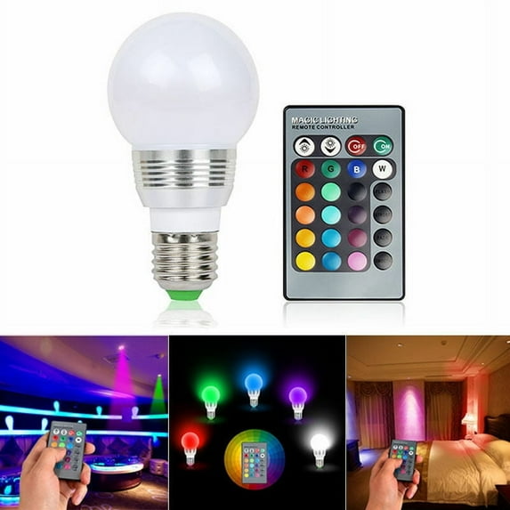 PrePat 16 Color Changing Magic Light E27 3W RGB LED Lamp Bulb + Wireless Remote Control