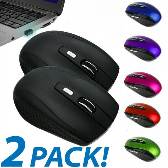 PrePat 2 Wireless Optical Mouse Mice 2.4GHz USB Receiver For Laptop PC Computer DPI