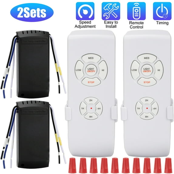 PrePat 2x Universal Ceiling Fan Lamp Light Remote Control Receiver Kit Timing Wireless