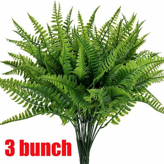 PrePat 3X Artificial Fake Boston Fern Plants Bushes Artificial Ferns Outdoor Decor US