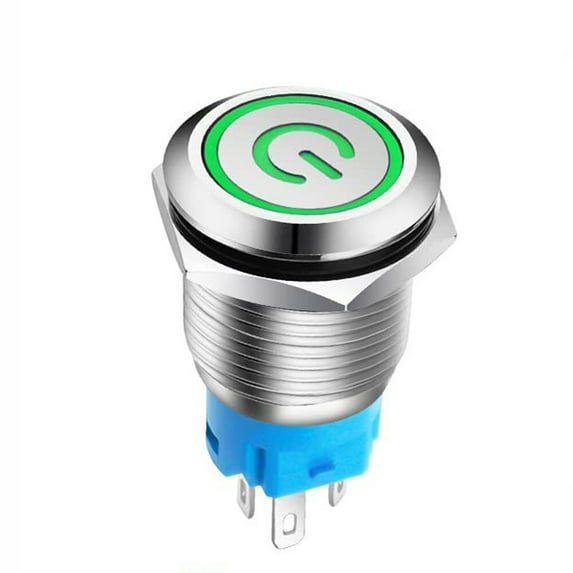 PrePat Latching Push Button Power Switch 16mm 12V LED ON OFF Waterproof Stainless Steel