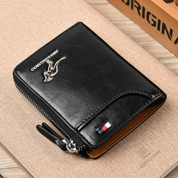 PrePat Waterproof Mens RFID Blocking Leather Wallet Credit Card ID Holder Zipper Purse