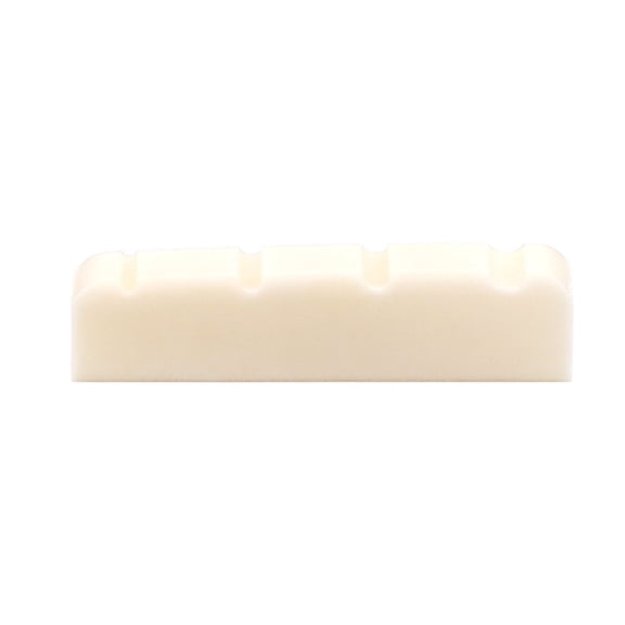 PreSlotted Bass Nut Flat Bottom Real Slotted Bone Nut Saddle for 4 String Electric, Acoustics Guitar Bass Enduring
