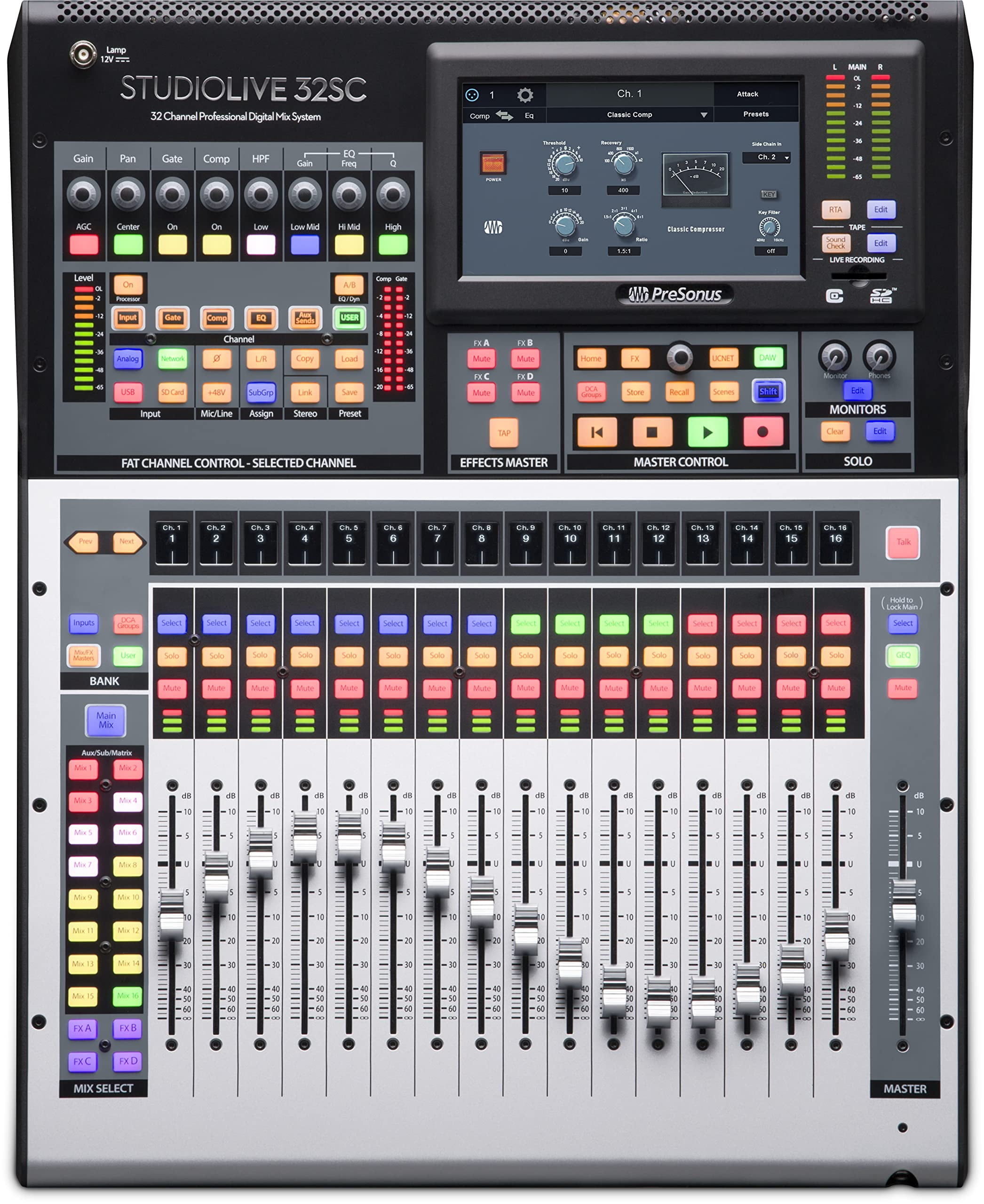 PreSonus StudioLive 32SC Compact 32-channel/26-bus digital mixer with AVB networking and dual-core FLEX DSP Engine