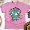 thumbnail image 1 of Preach the Gospel Shirt – Mark 16:15 Christian Evangelism Earth Graphic Tee, Azalea, Size S, 1 of 6